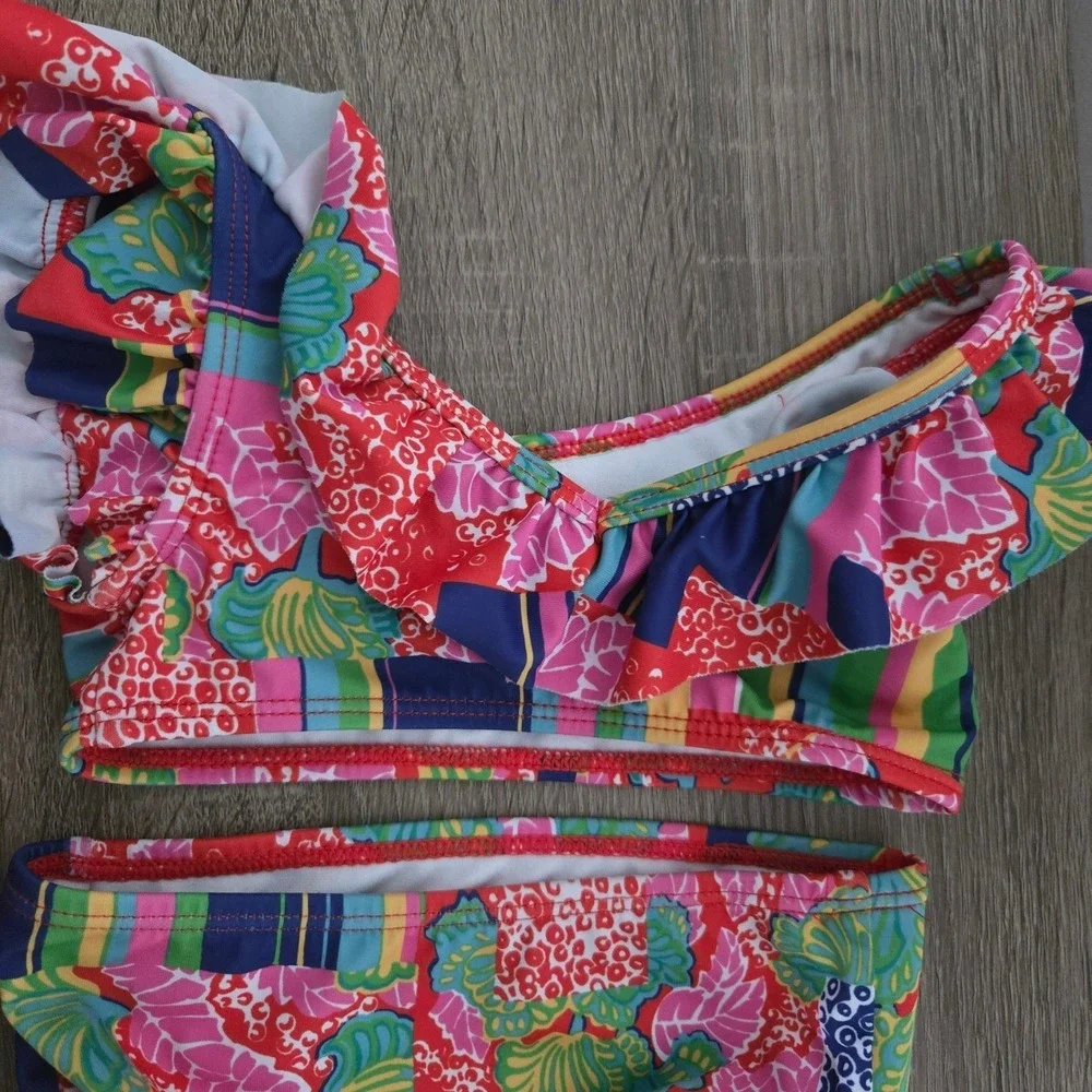 Janie and Jack Girls Swimsuit 18-24 Months Floral Ruffle Two‎ Piece Cute